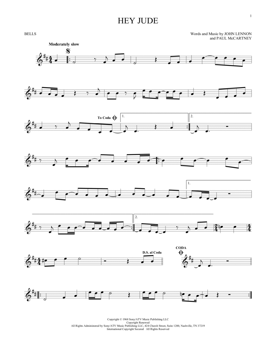 Hey Jude Hey Jude Glockenspiel scores gallery preview page 1