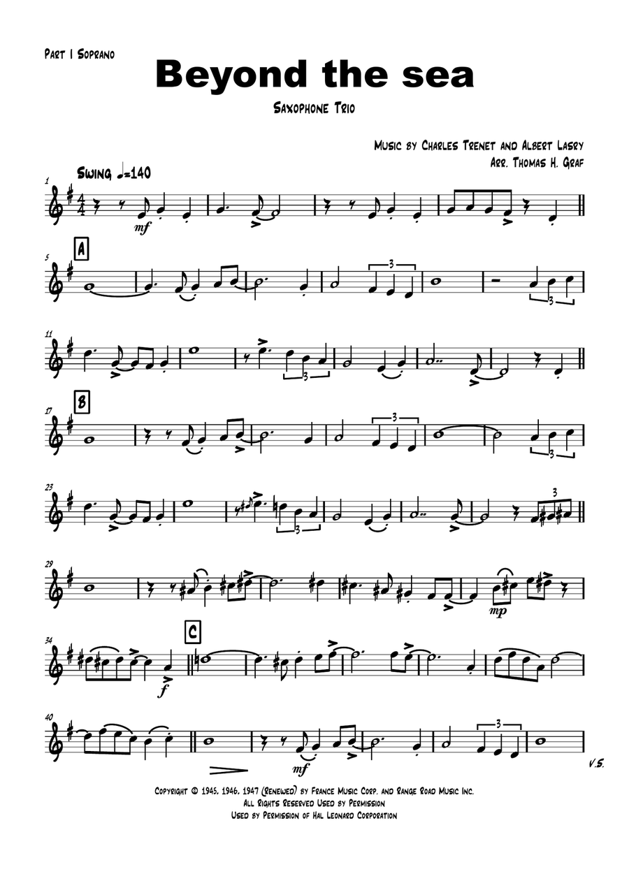 Beyond The Sea Woodwind Trio scores gallery preview page 5