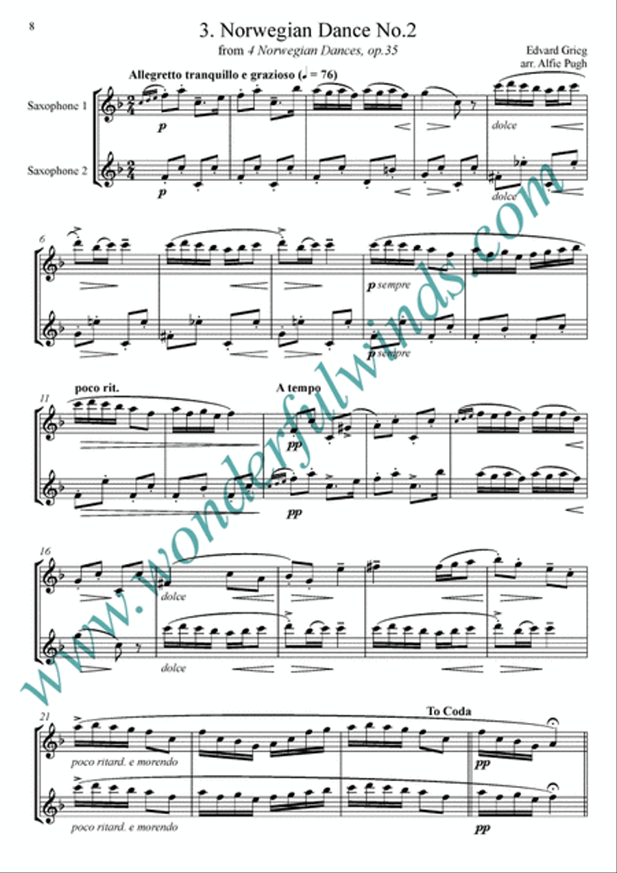 Six Grieg Duets Woodwind Duet scores gallery preview page 4