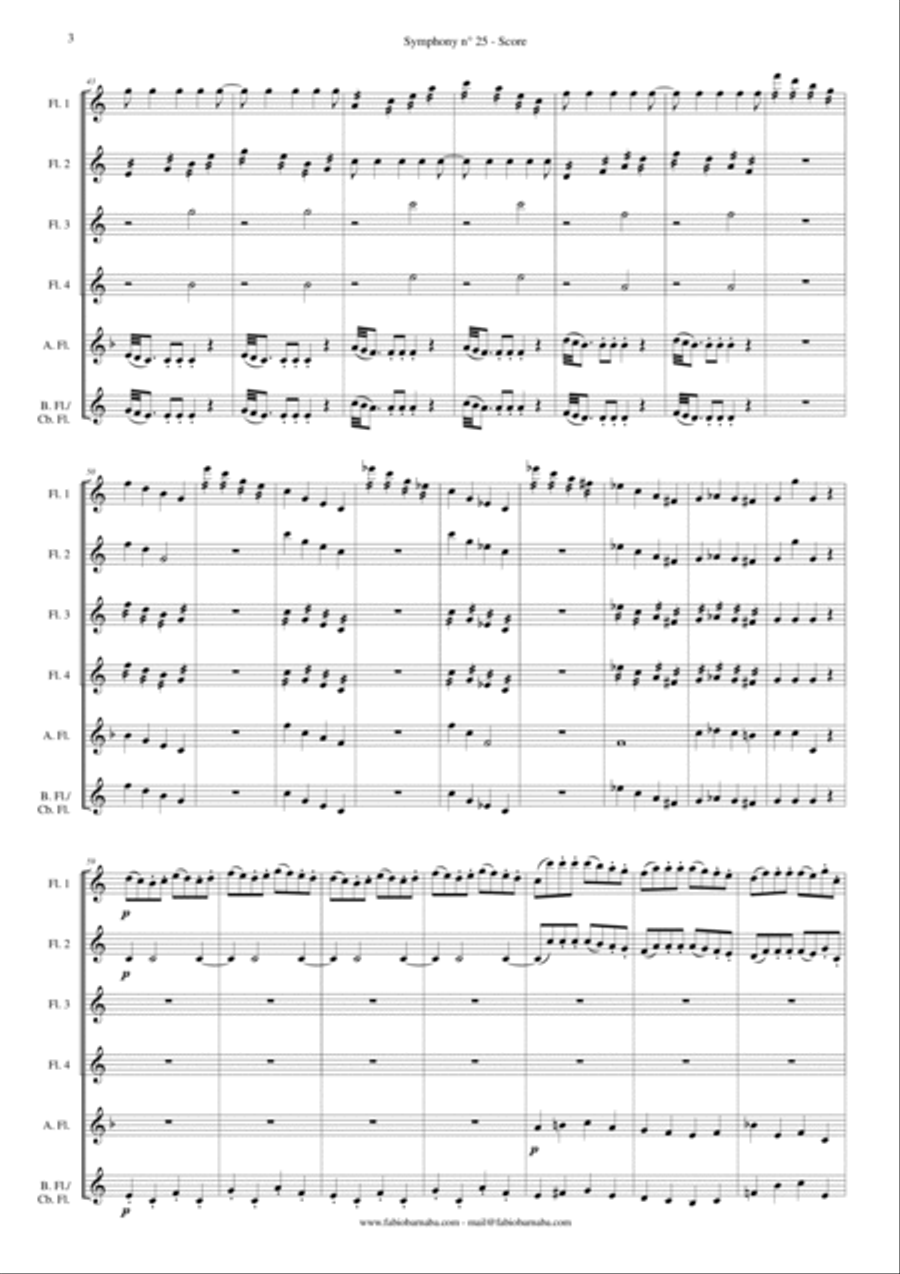 Symphony n°25 by Mozart (first movement) - for Flute Choir Flute Choir scores gallery preview page 4