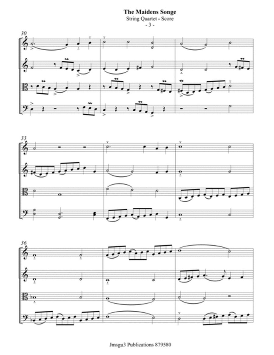 Byrd: The Maidens Songe for String Quartet - Score Only image number null