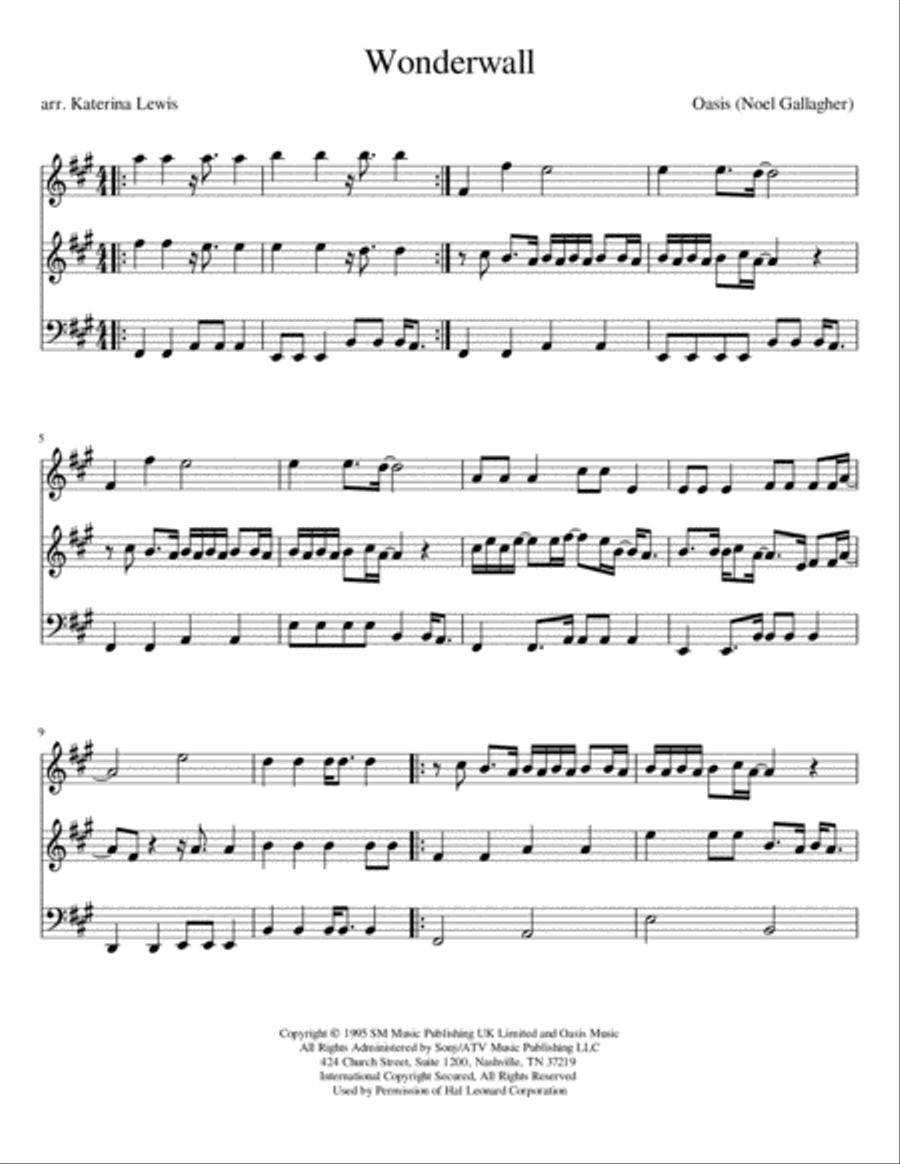 Wonderwall String Trio scores gallery preview page 1