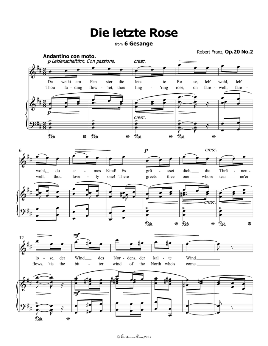 Die letzte Rose, by Robert Franz, in b minor Voice scores gallery preview page 3