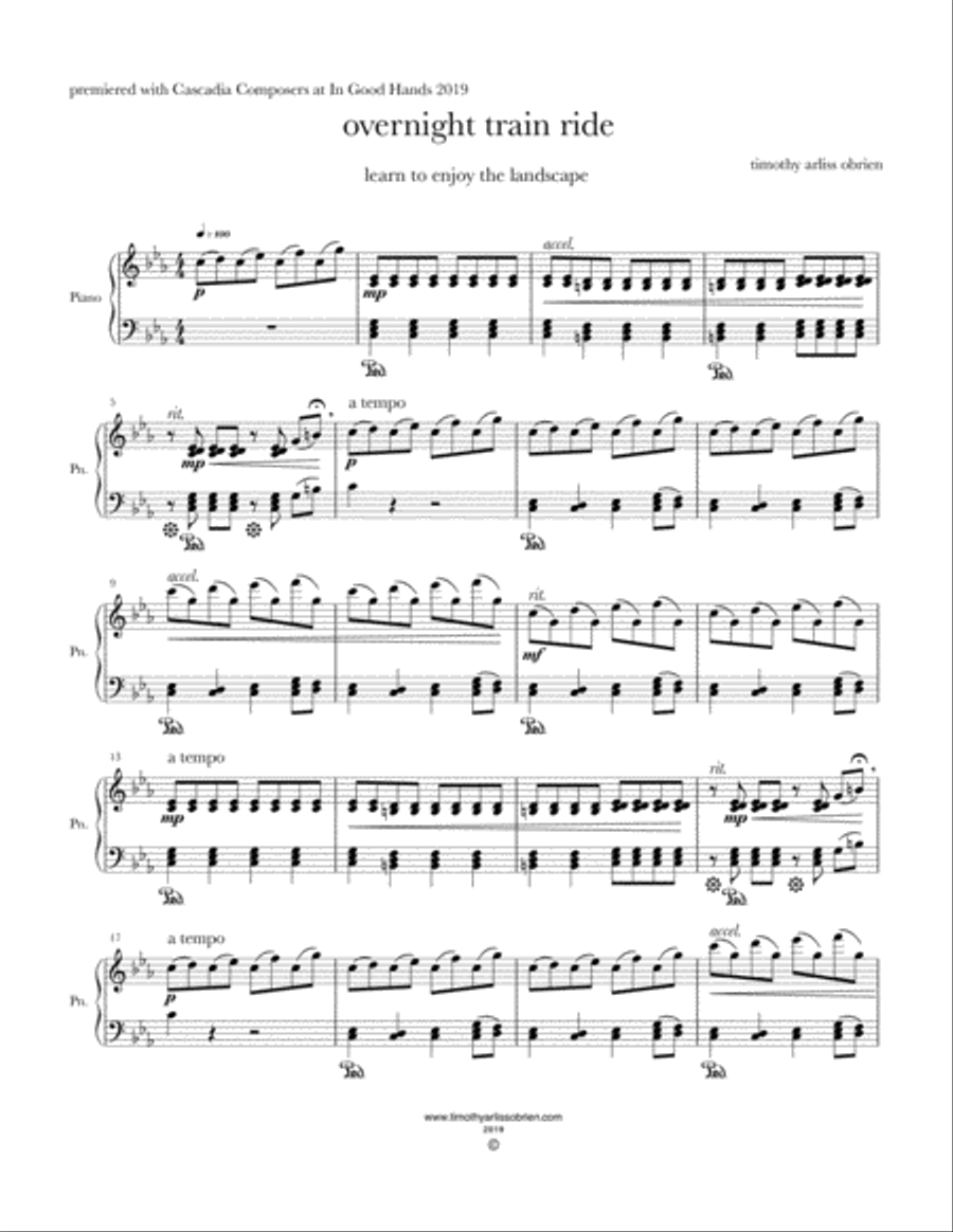 Overnight Train Ride Easy Piano scores gallery preview page 1