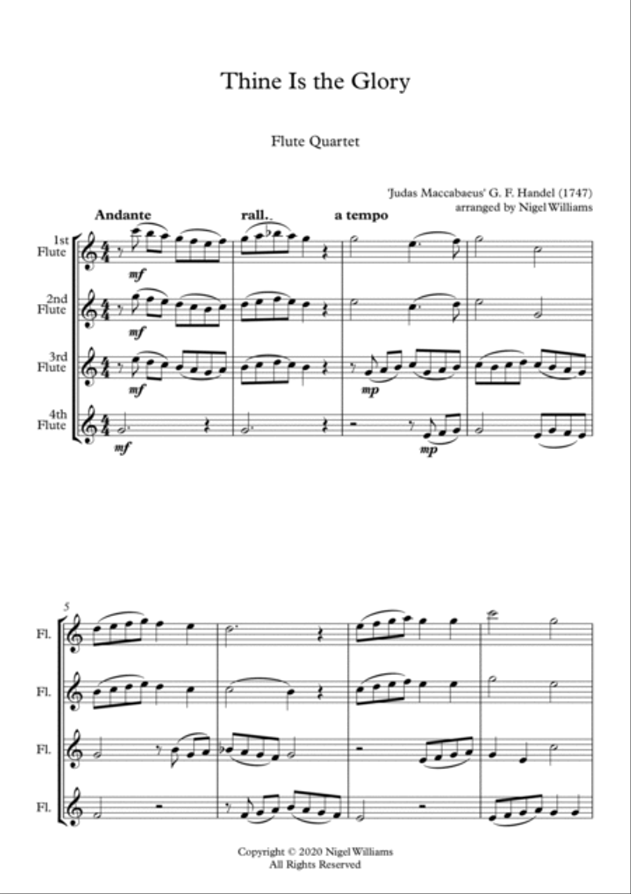 Thine Is the Glory, for Flute Quartet Flute Quartet scores gallery preview page 2