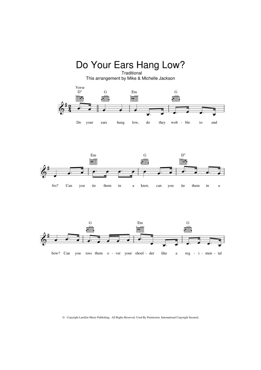 Do Your Ears Hang Low? Do Your Ears Hang Low? Piano scores gallery preview page 1