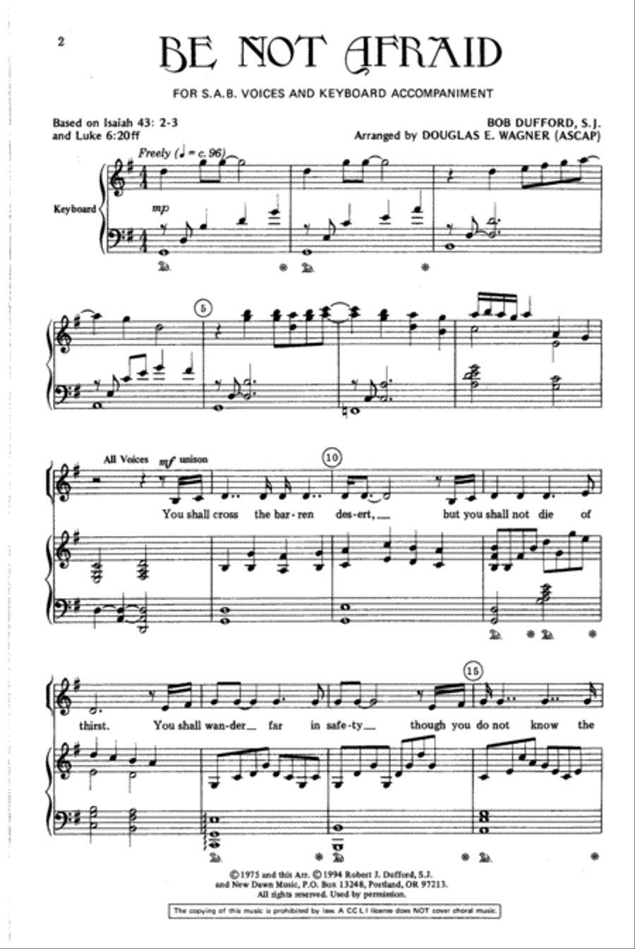 Be Not Afraid Be Not Afraid 4-Part scores gallery preview page 2