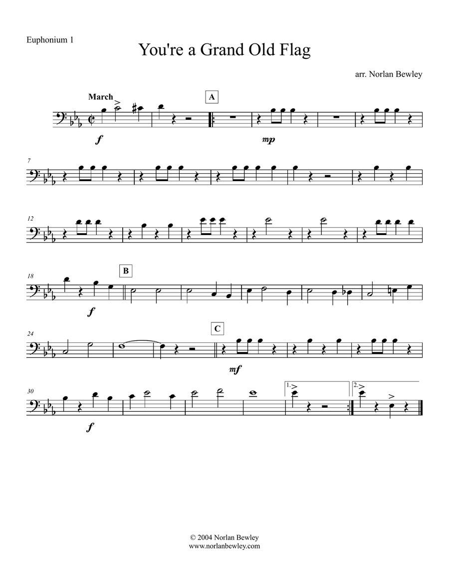 You're A Grand Old Flag - Tuba/Euphonium Quartet Brass Ensemble scores gallery preview page 3