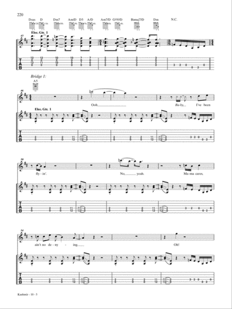 Kashmir Guitar Tablature scores gallery preview page 5