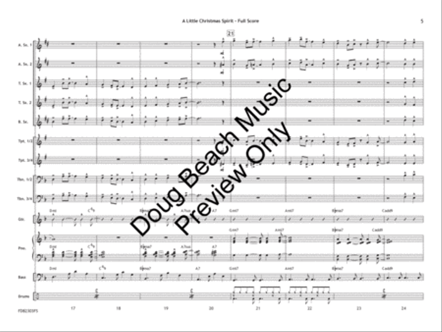 A Little Christmas Spirit (Score) Jazz Ensemble scores gallery preview page 6