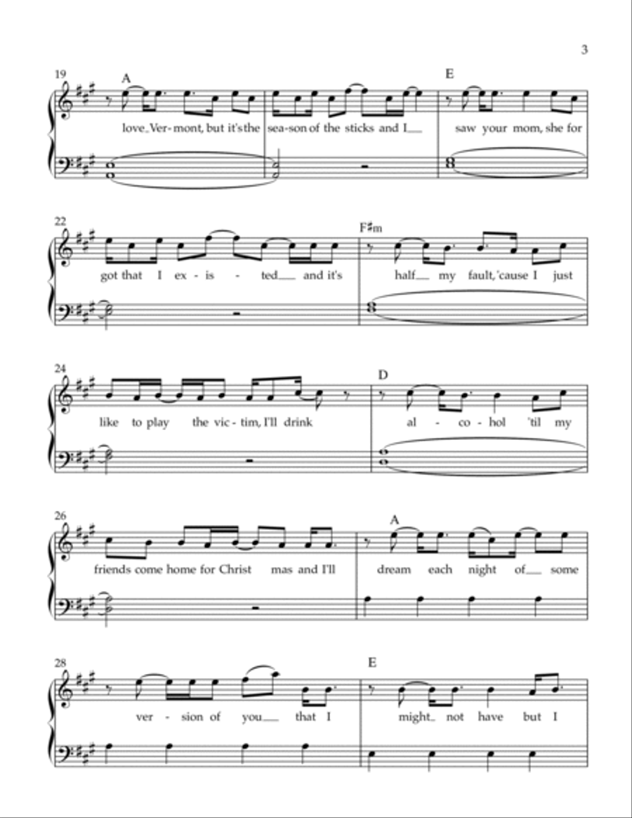 Stick Season Easy Piano scores gallery preview page 3
