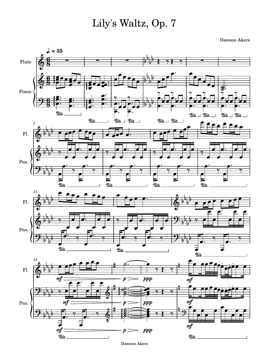 Lily's Waltz, Op. 7 Lily's Waltz, Op. 7 Flute Solo scores gallery preview page 1