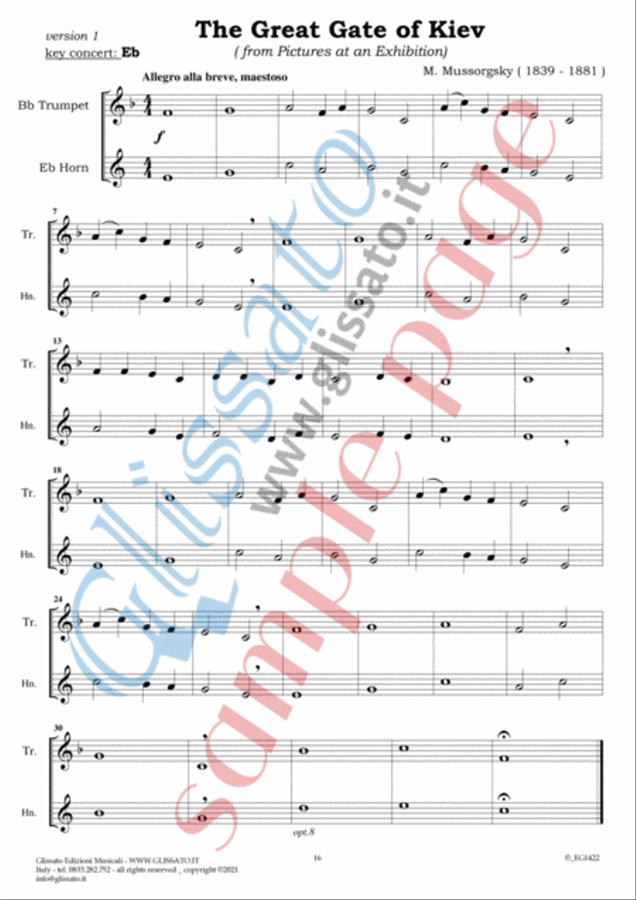 10 Romantic Easy duets for Bb Trumpet and French Horn in Eb Brass Duet scores gallery preview page 3