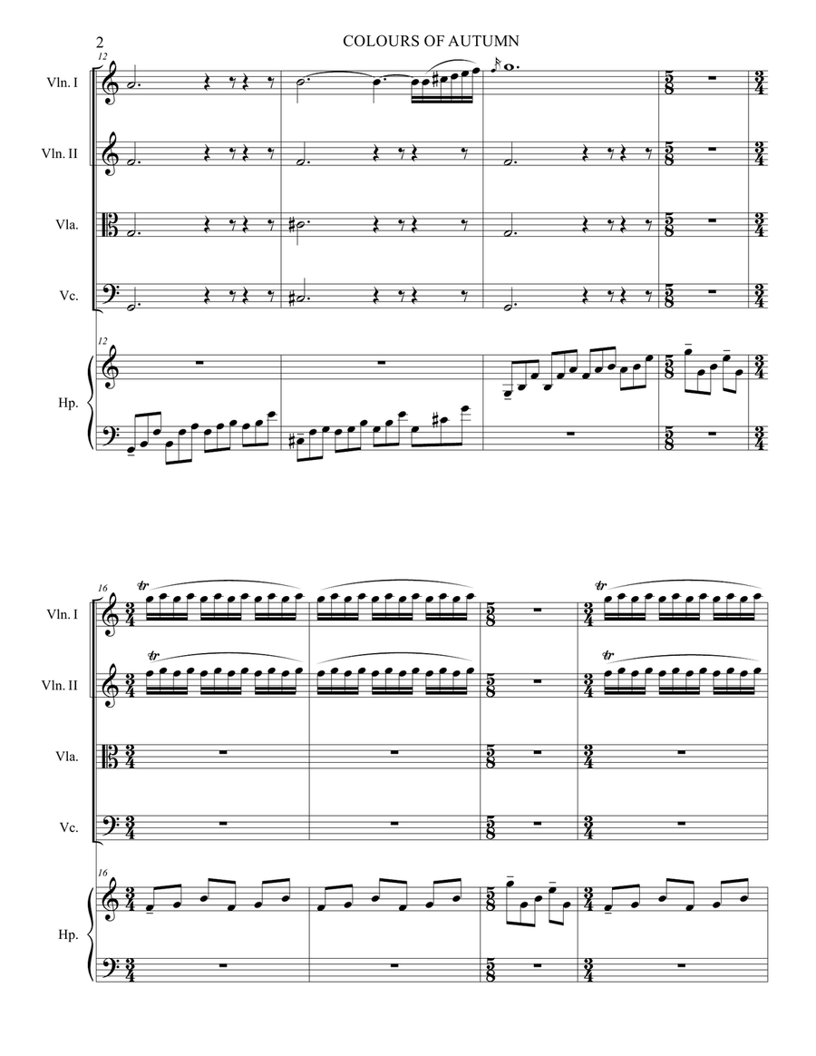 COLOURS OF AUTUMN - Harp & String Quintet (Score & Parts) String Orchestra scores gallery preview page 4