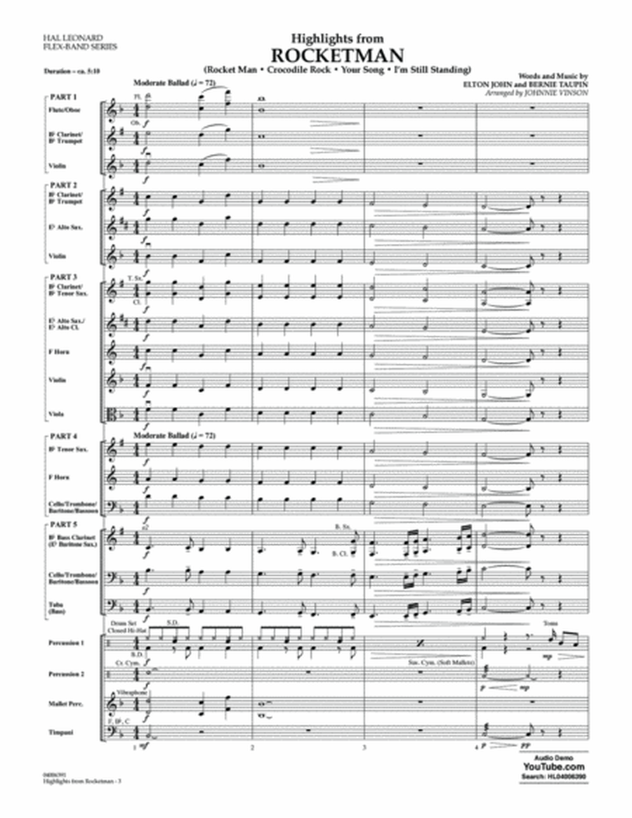 Highlights from Rocketman (arr. Johnnie Vinson) - Conductor Score (Full Score)