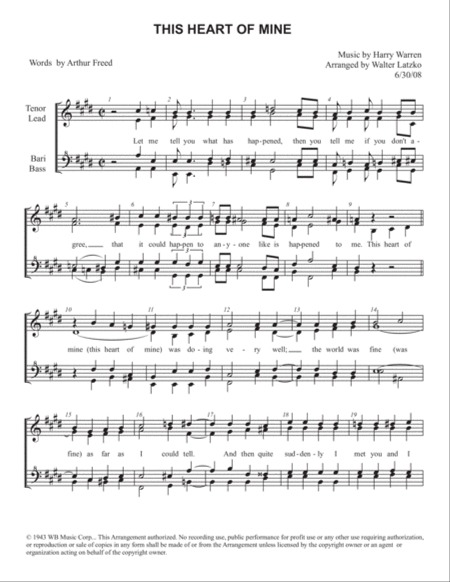 This Heart Of Mine This Heart Of Mine TTBB scores gallery preview page 1