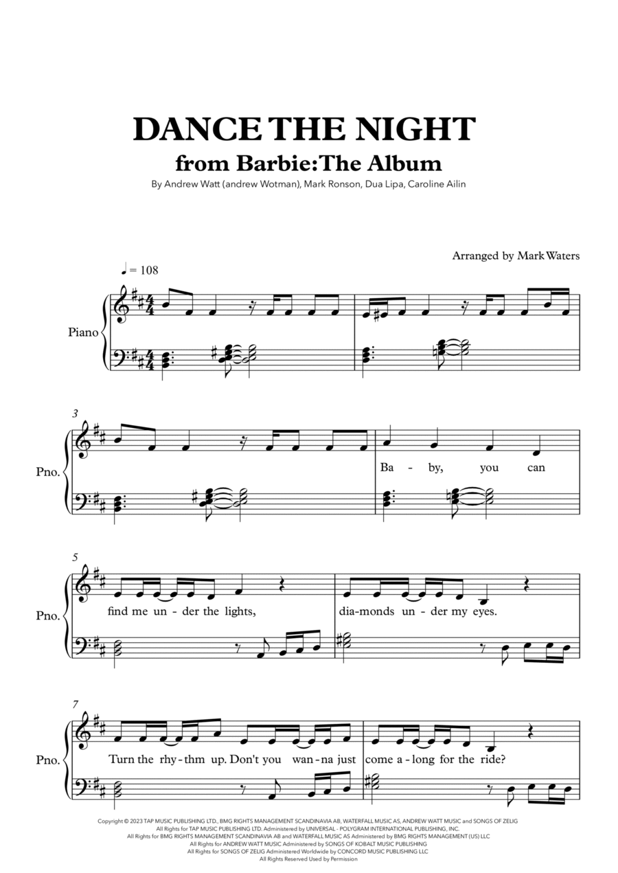 Dance The Night Voice scores gallery preview page 1