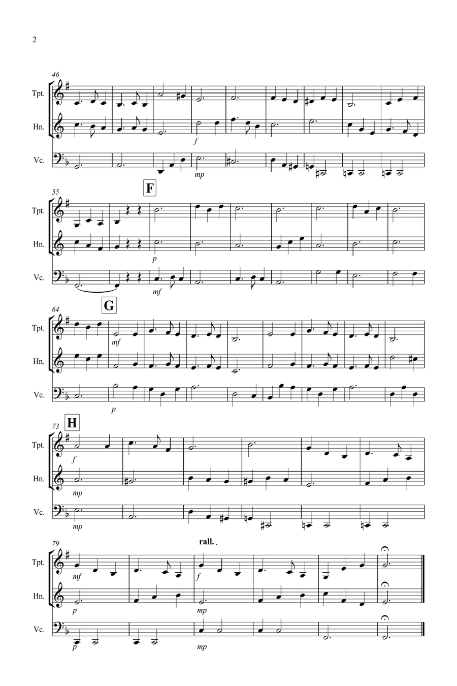 Silent Night for Trumpet, Horn and Cello Trio Small Ensemble scores gallery preview page 2