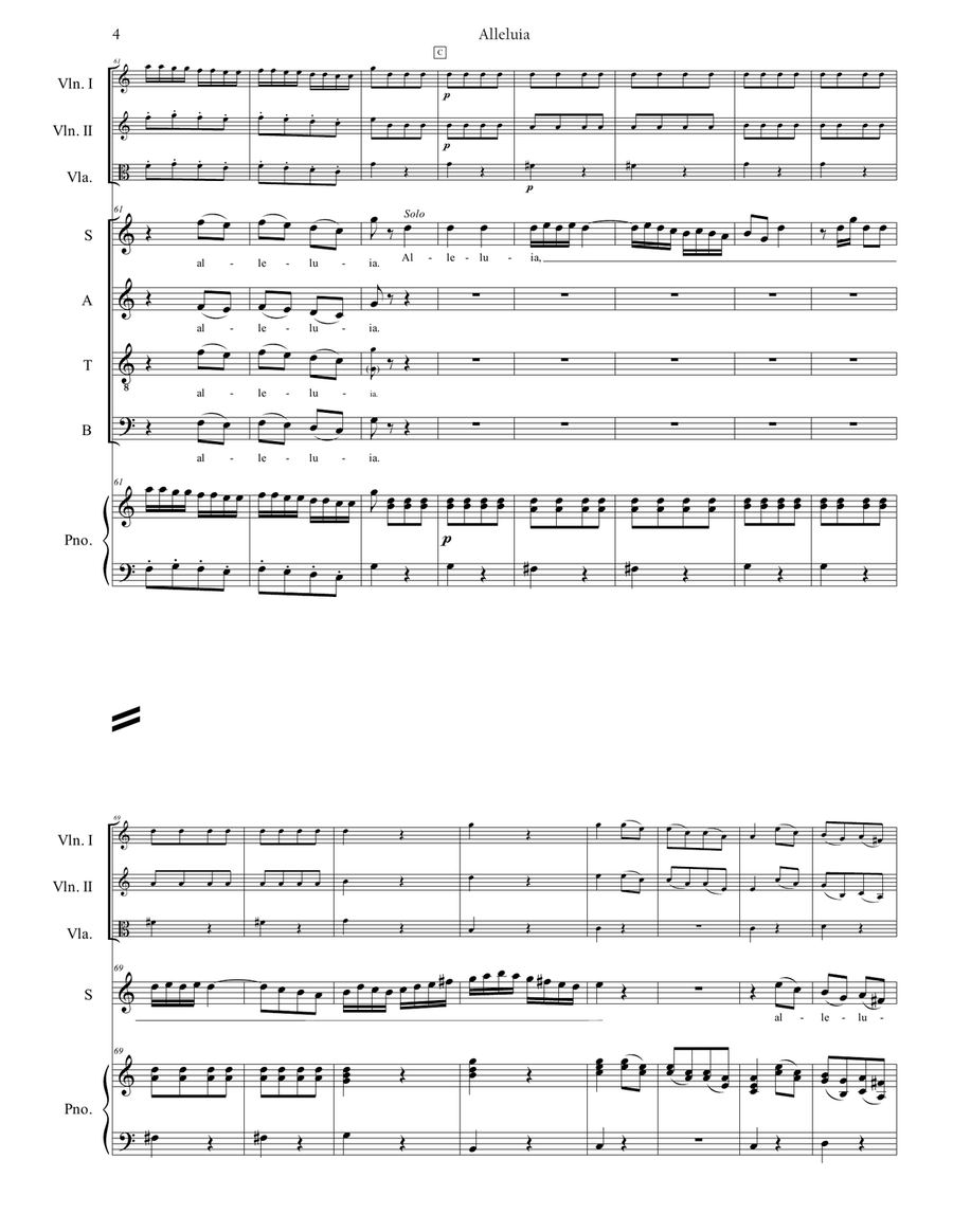 Alleluia from Regina Coeli K 108 4-Part scores gallery preview page 4