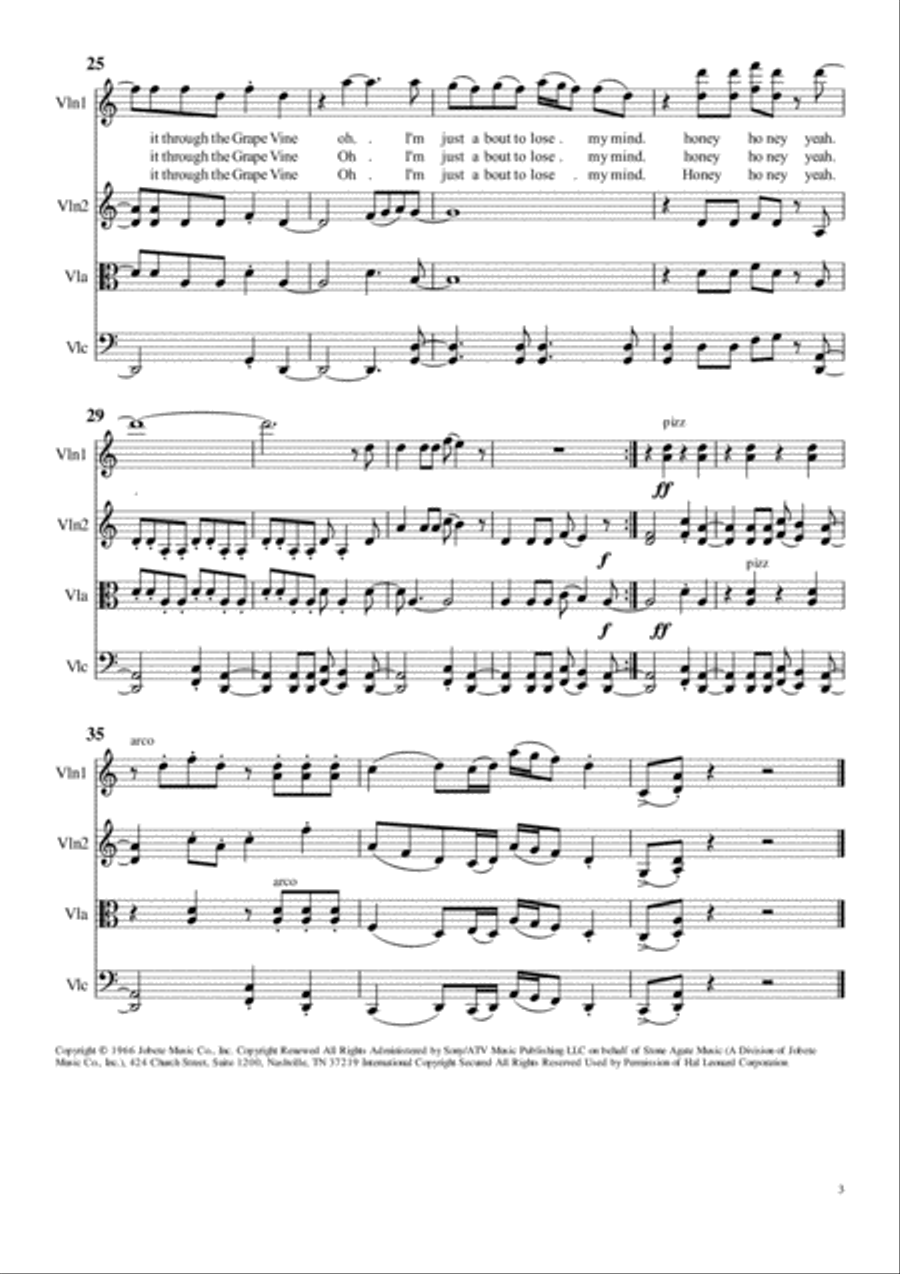 I Heard It Through The Grapevine String Quartet scores gallery preview page 3
