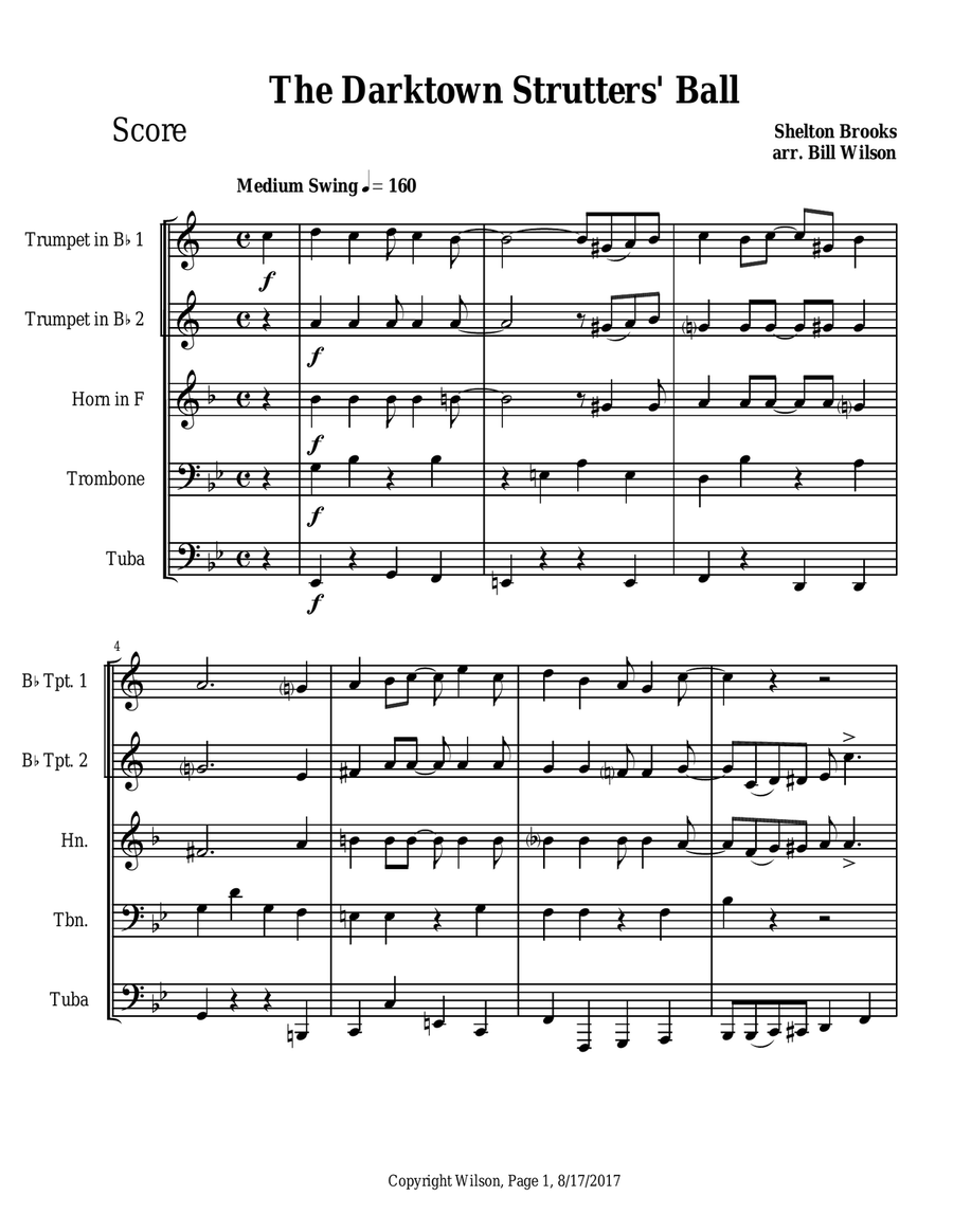 The Darktown Strutters' Ball Brass Quintet scores gallery preview page 1