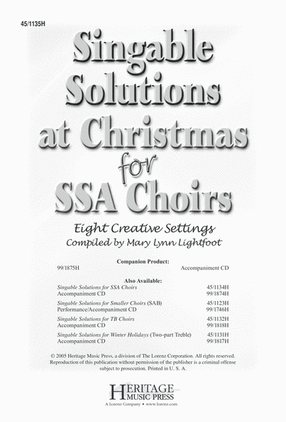 Singable Solutions at Christmas for SSA Choirs