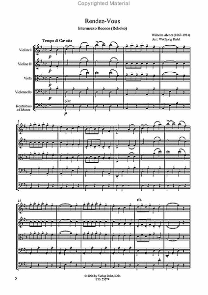 Rendez-Vous -Intermezzo Rococo- (für Streichquartett)