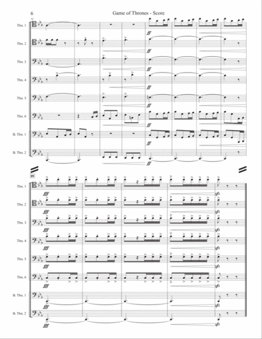 Game Of Thrones Brass Ensemble scores gallery preview page 6