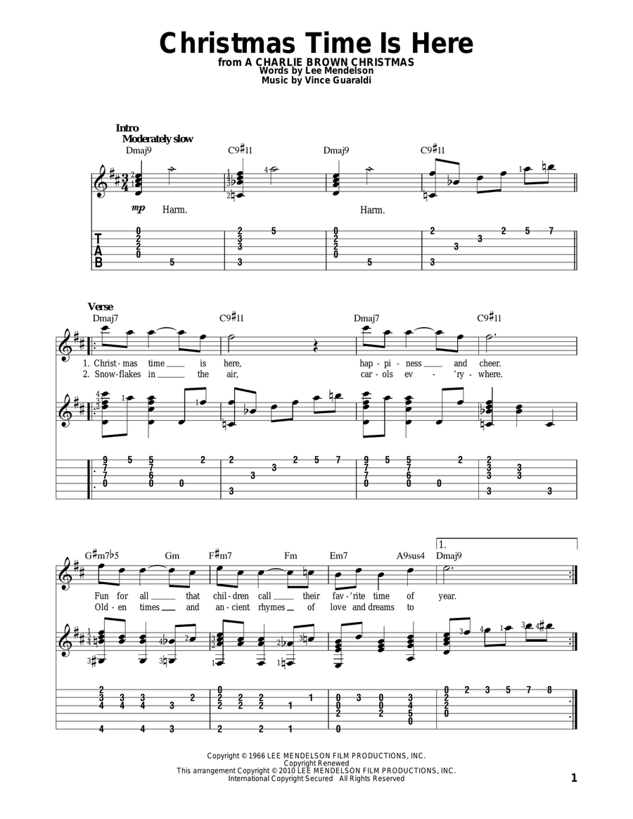 Christmas Time Is Here Christmas Time Is Here Electric Guitar scores gallery preview page 1