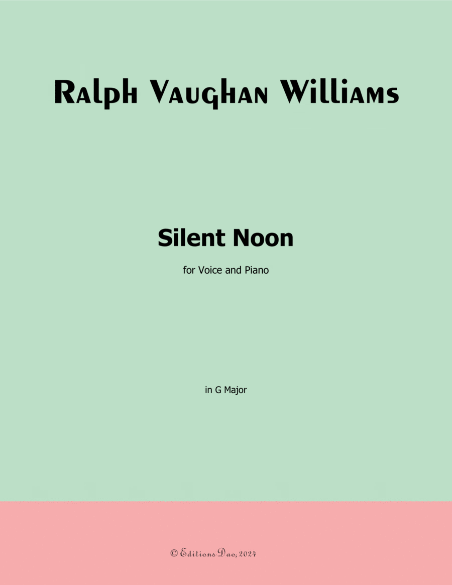 Silent Noon, by Vaughan Williams, in G Major Voice scores gallery preview page 1