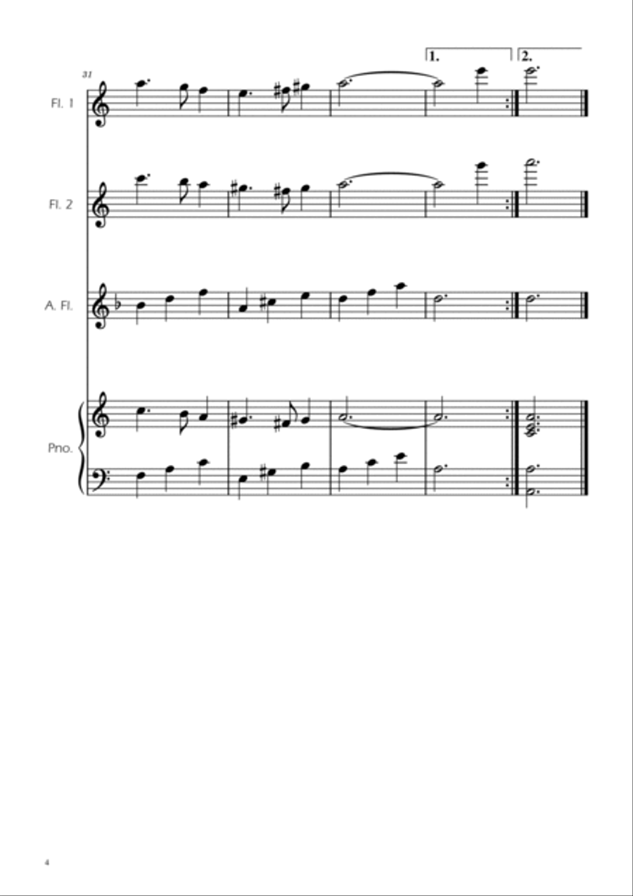Greensleeves - Flute Trio w/ Piano Woodwind Trio scores gallery preview page 4