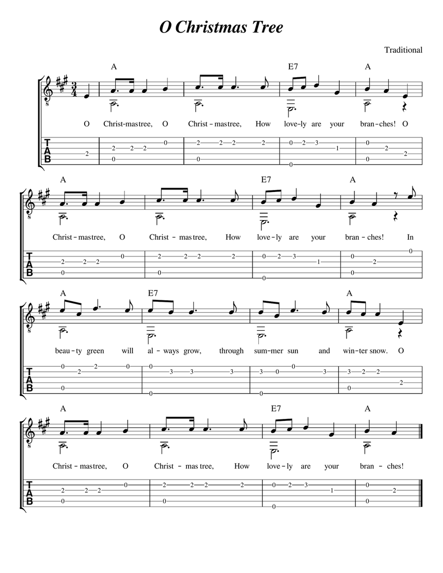 O Christmas Tree (for Solo Guitar) Acoustic Guitar scores gallery preview page 1
