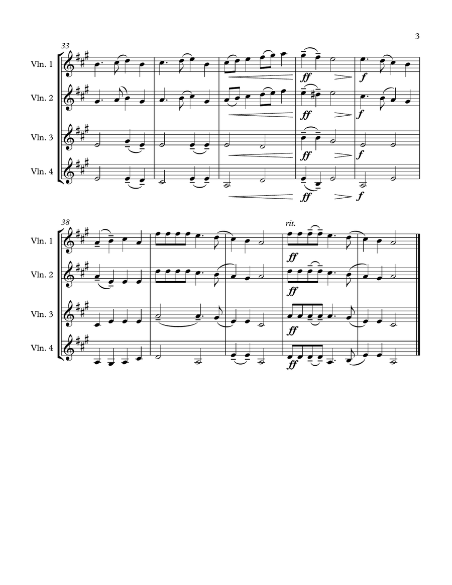 Three Christmas Songs (4 Violins) Violin Solo scores gallery preview page 4