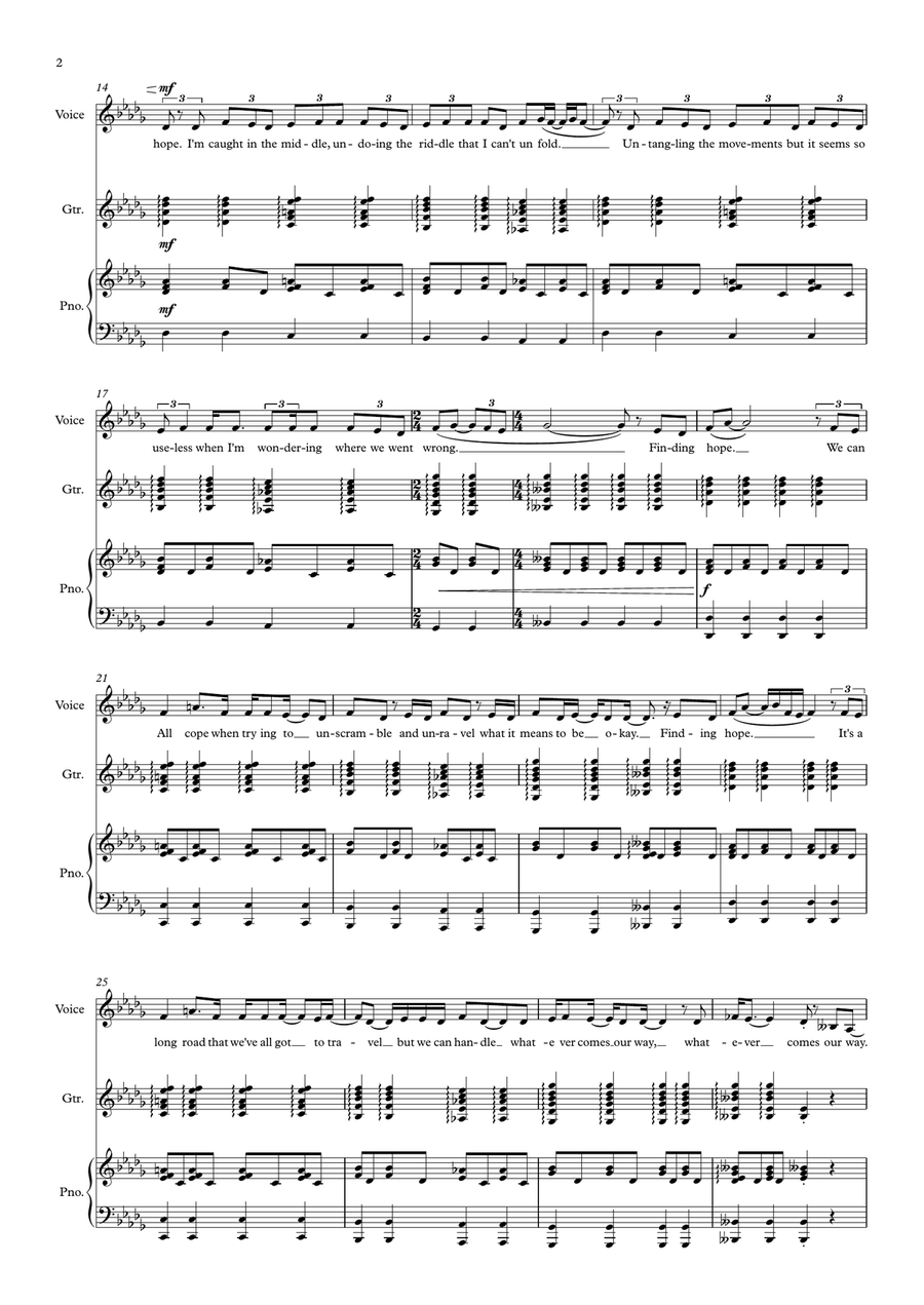Finding Hope - Piano, Voice & Guitar Choir - Digital Sheet Music page 2