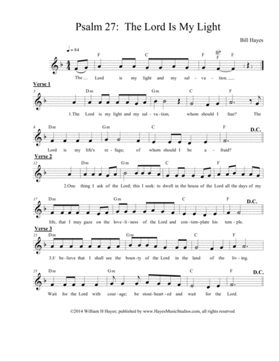 Psalm 27: The Lord Is My Light (ii) Praise scores gallery preview page 1