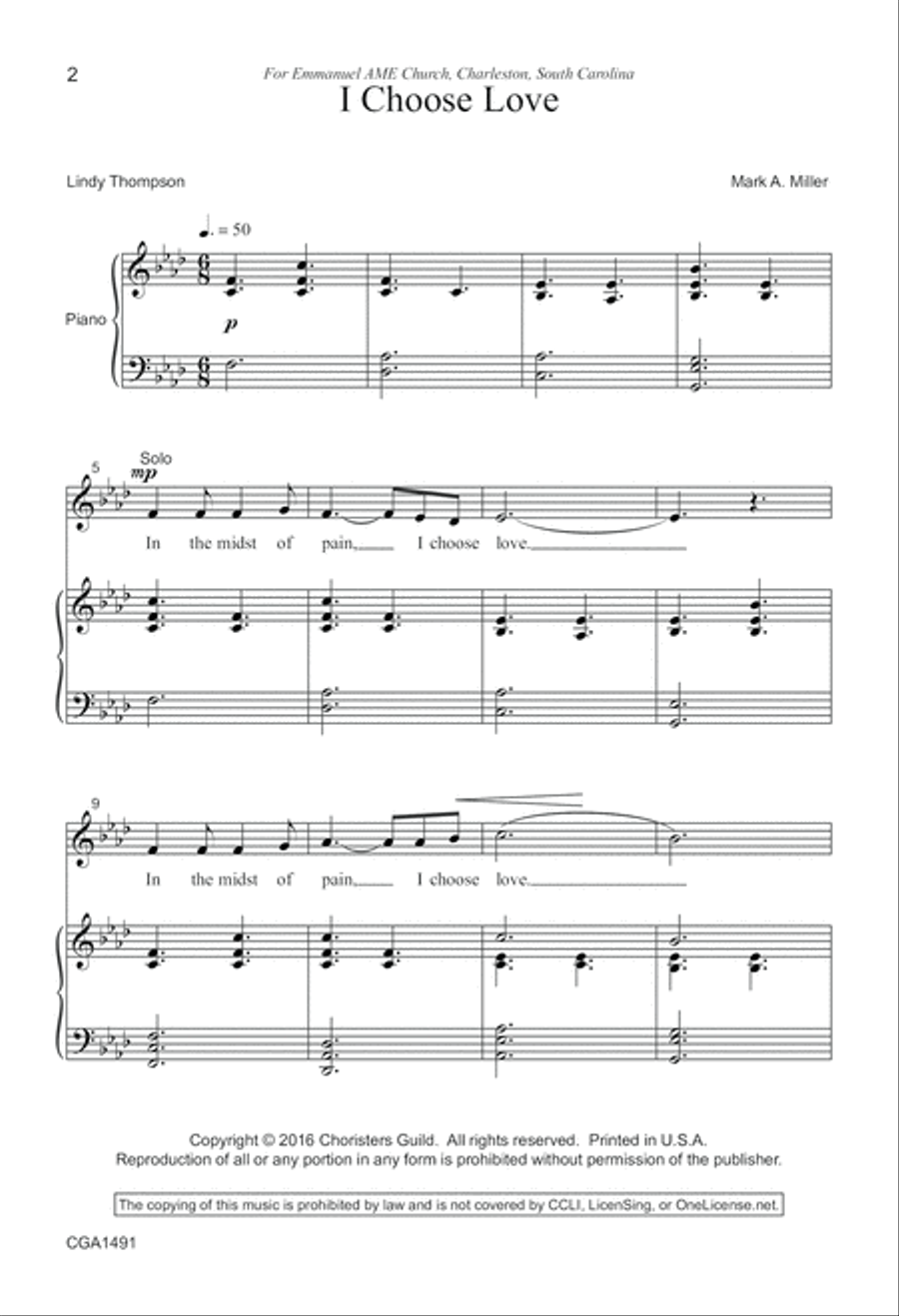 I Choose Love (SATB) I Choose Love (SATB) 4-Part scores gallery preview page 2