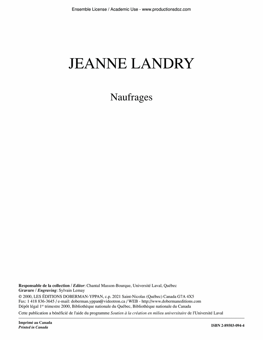 Naufrages Piano Solo scores gallery preview page 1