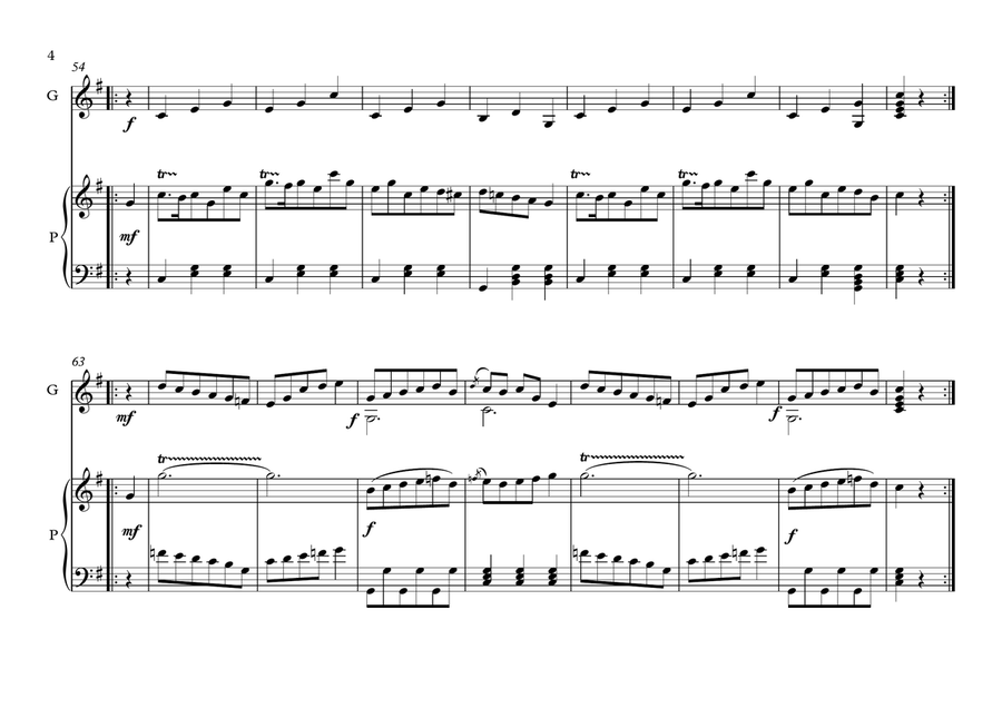 Valses for Guitar and Piano duet by Carulli Acoustic Guitar scores gallery preview page 4