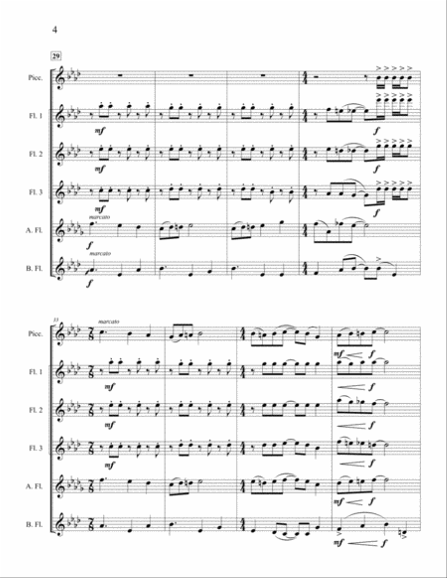 Three Miniatures for Flute Choir Flute Choir scores gallery preview page 4