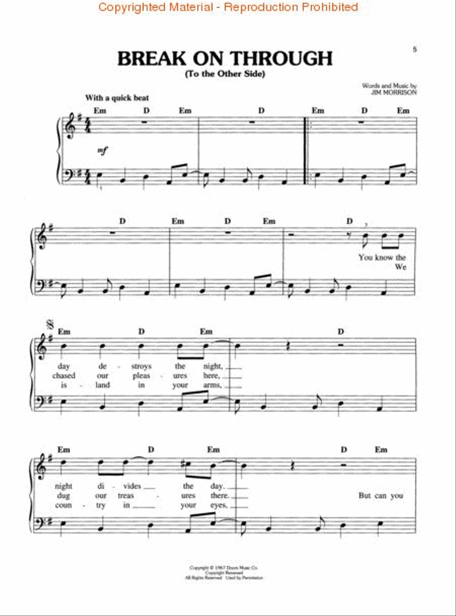 The Doors – Easy Piano Easy Piano scores gallery preview page 2