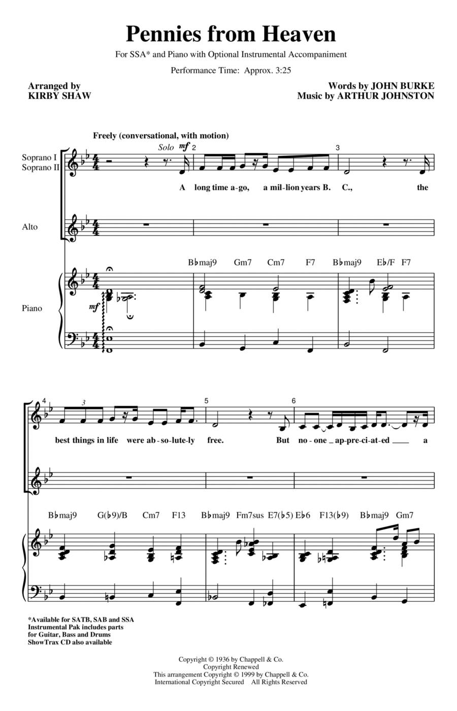 Pennies From Heaven (arr. Kirby Shaw) SSA scores gallery preview page 1