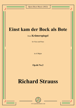 Book cover for Richard Strauss-Einst kam der Bock als Bote,in A Major,Op.66 No.2