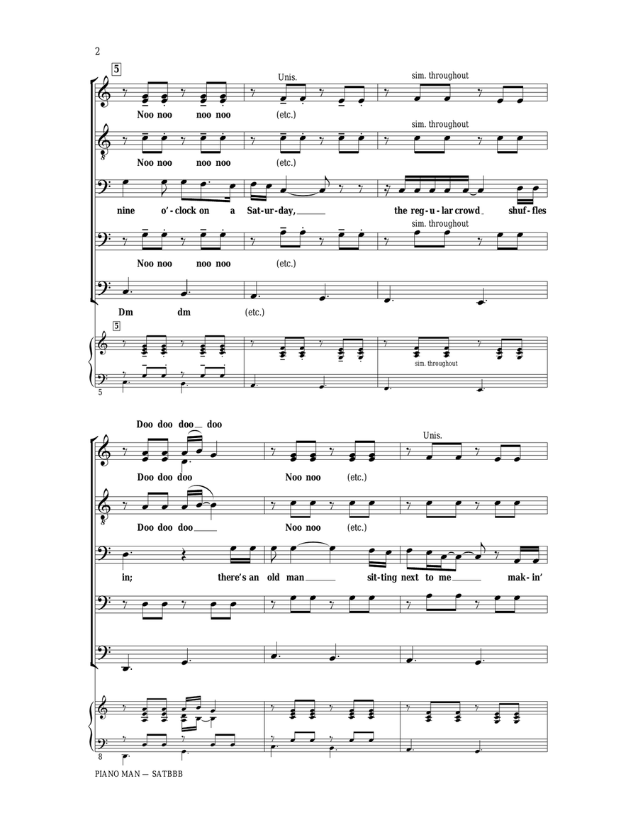 Piano Man Piano Man 4-Part scores gallery preview page 2