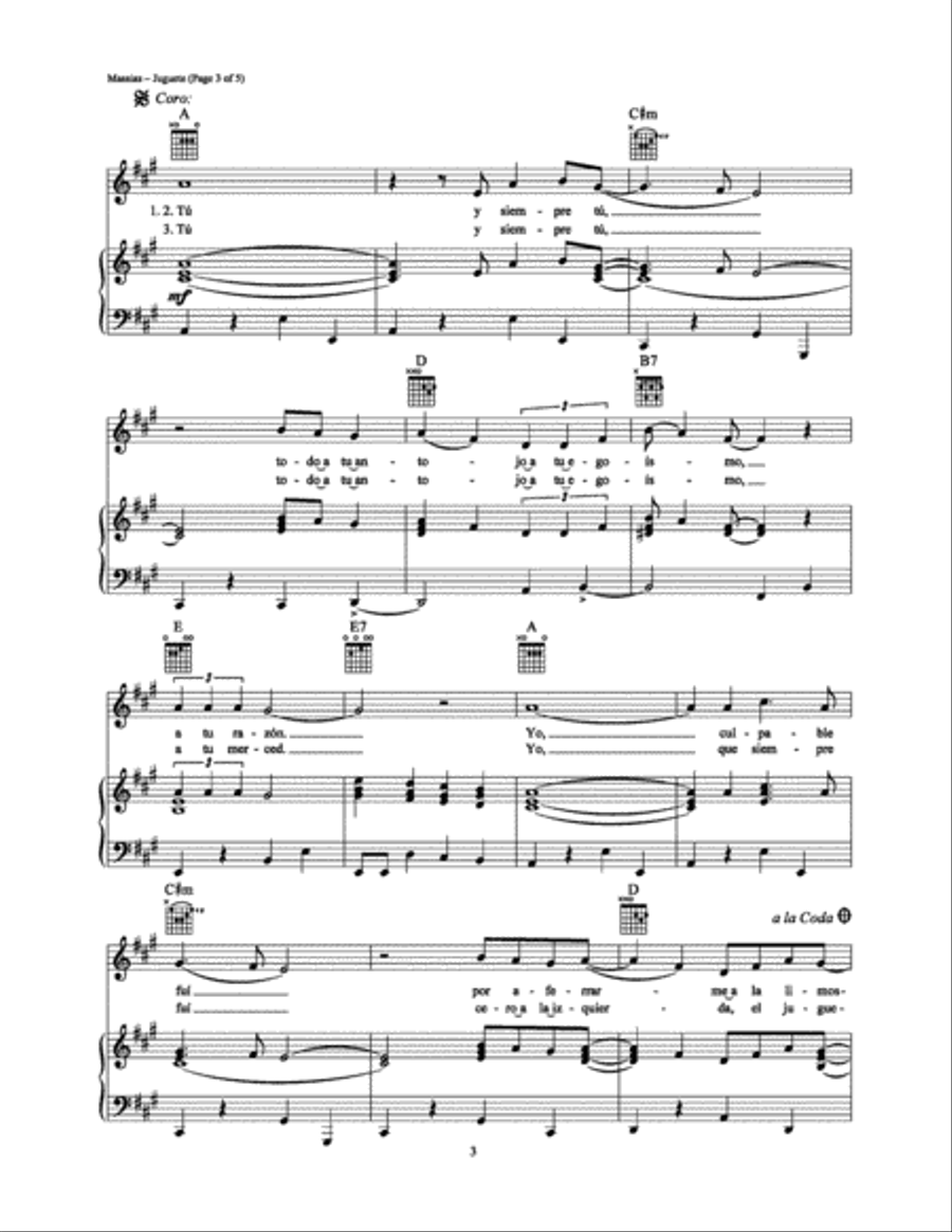 Juguete Juguete Piano, Vocal, Guitar scores gallery preview page 3