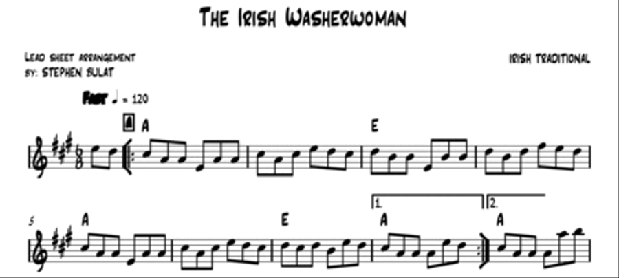 The Irish Washerwoman - Lead sheet (key of A) Large Ensemble scores gallery preview page 2