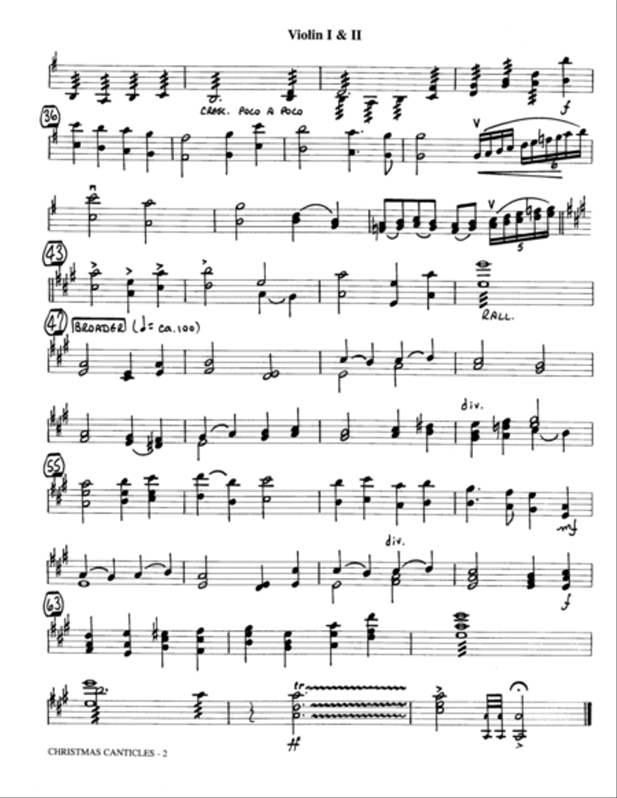 Christmas Canticles: A Cantata of Carols in Four Suites (Full Orchestra) - Violin 1, 2 Choir scores gallery preview page 2