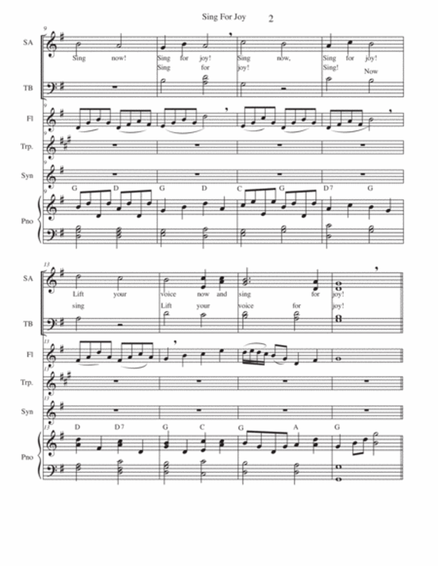 Sing For Joy SATB with piano accompaniment image number null