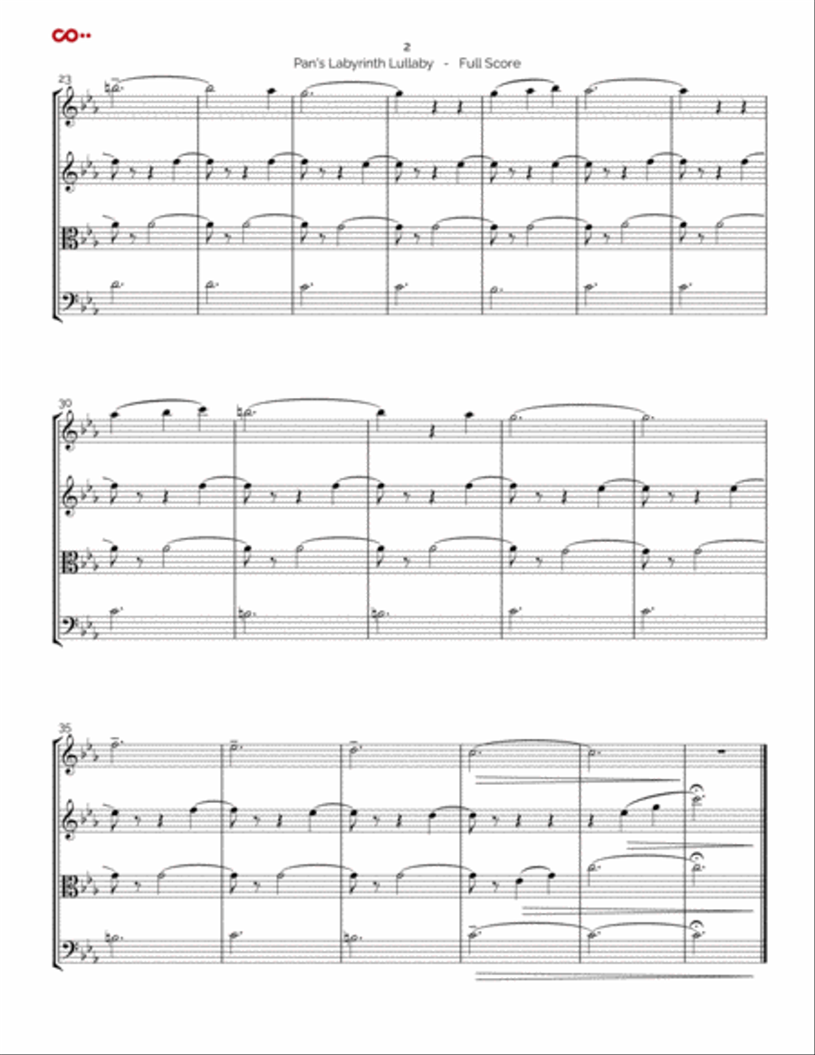 Pan's Labyrinth Lullaby String Quartet scores gallery preview page 2