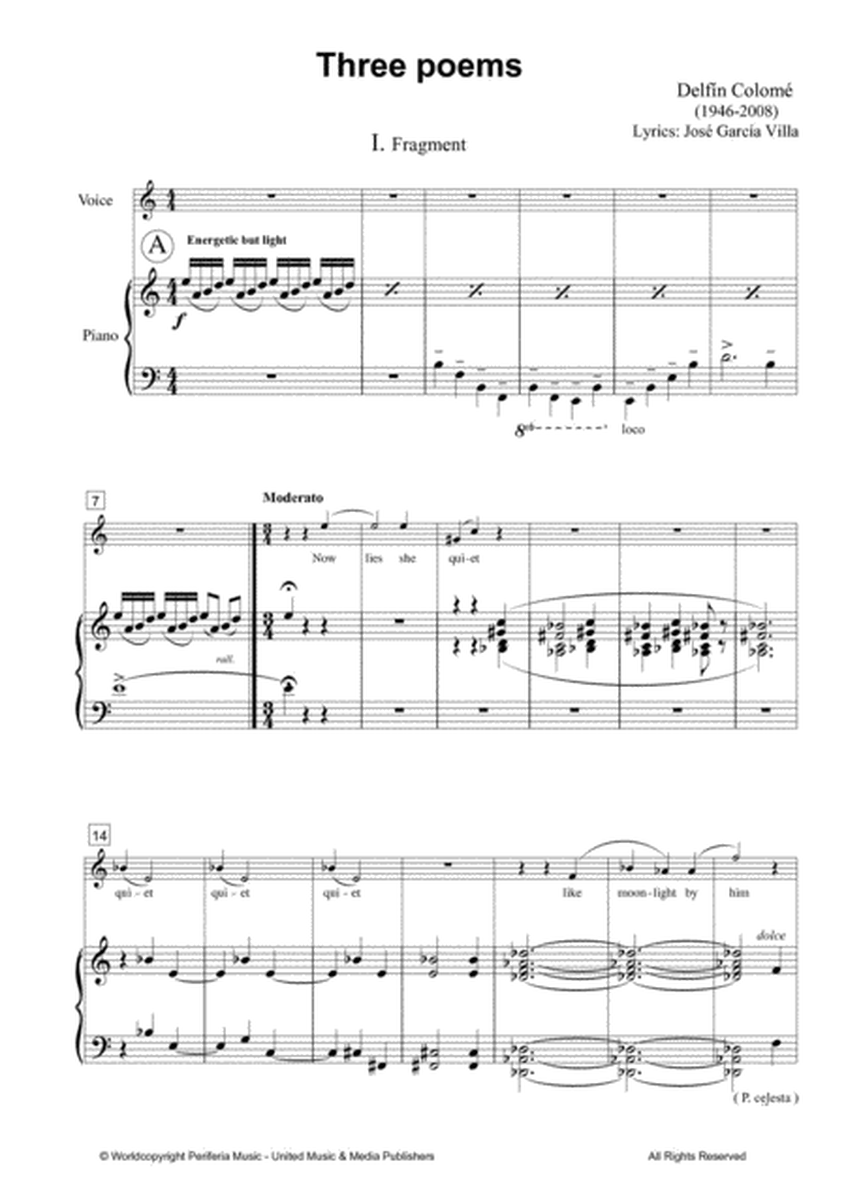 Three Poems for Mezzo-Soprano and Piano image number null