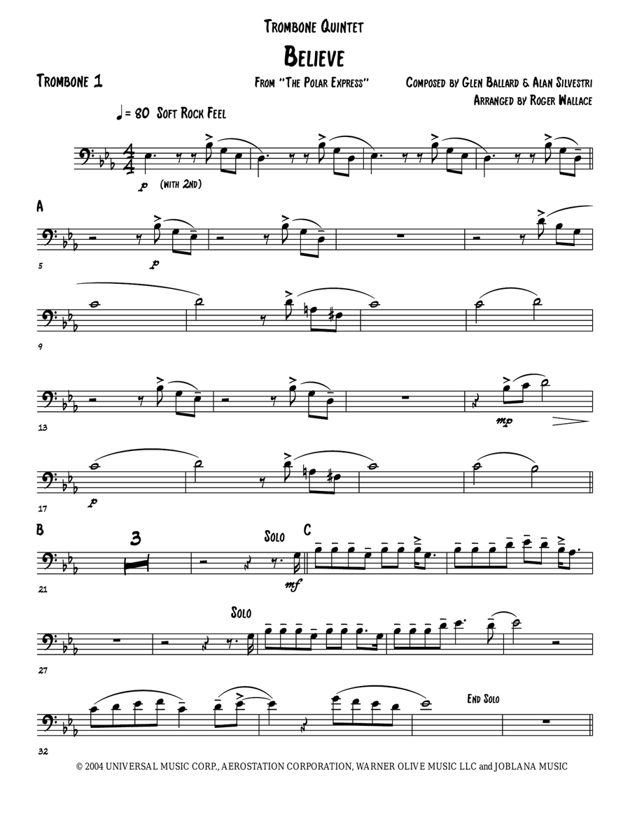 Believe Trombone scores gallery preview page 4